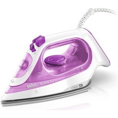 Braun TexStyle 3 SI 3030 PU Steam Iron 2300W - Stylish Pink & White for Effortless Wrinkle Removal!